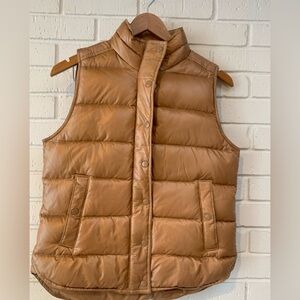 Lands End Puffer Vest, Women’s Small, gold, bronze